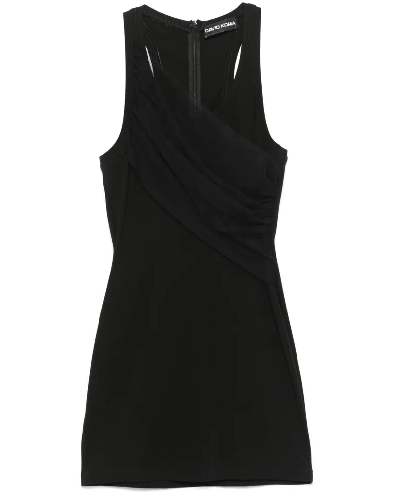 David Koma Tank-Minikleid mit gerafftem Tüll - Schwarz Schwarz
