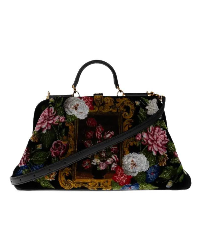 Dolce & Gabbana Grandma Tote Bag mit Blumenprint - Schwarz Schwarz