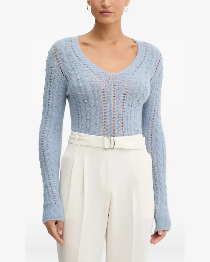Twin-Set cable-knit V-neck sweater - Blau Blau