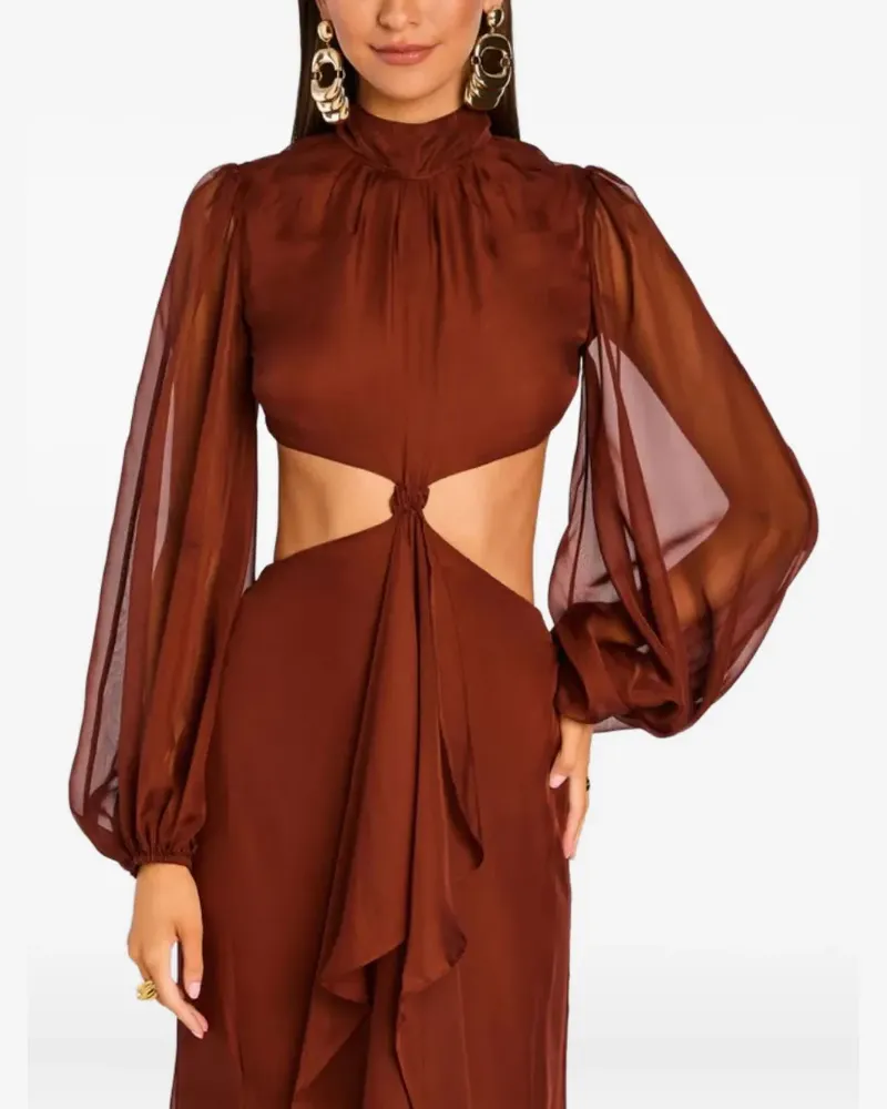 Retrofête Gerüschtes Rosalinda Kleid mit Cut-Out - Rot Rot