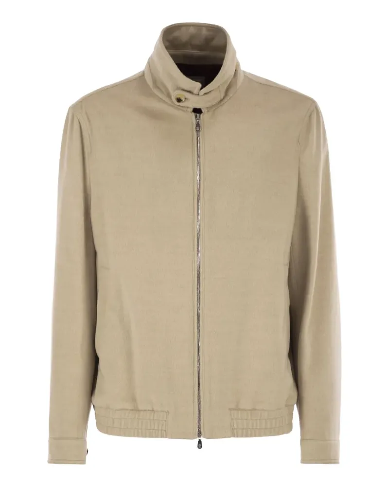 Brunello Cucinelli stand-collar zipped jacket - Nude Nude