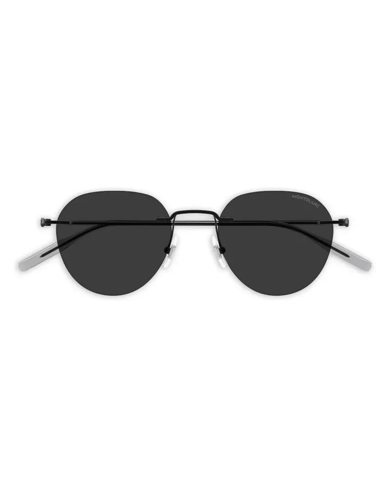 Montblanc Sonnenbrille mit rundem Gestell - Schwarz Schwarz
