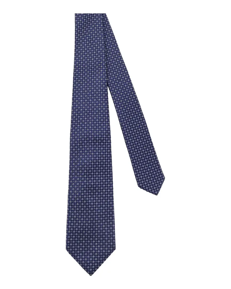 Kiton geometric-pattern tie - Blau Blau