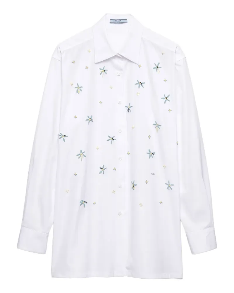 Prada embroidered poplin shirt - Weiß Weiß
