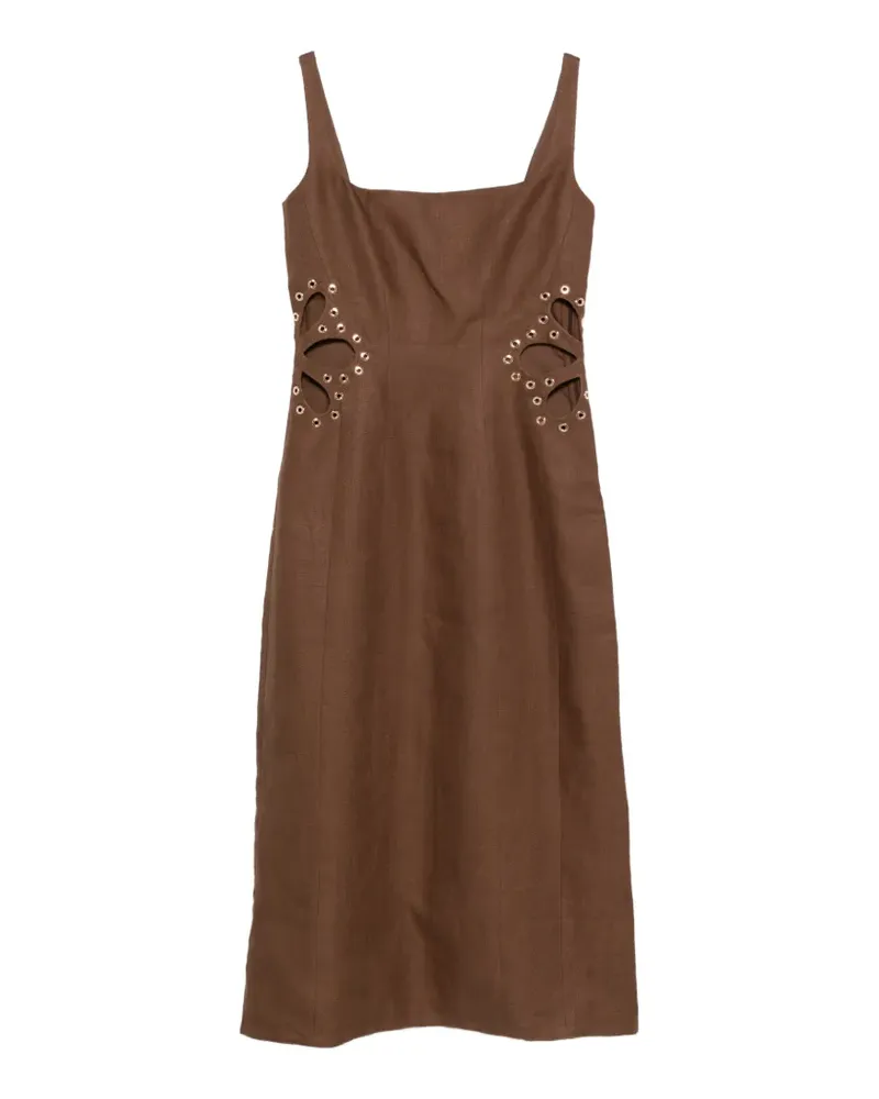 Maje eyelet-detail midi dress - Braun Braun