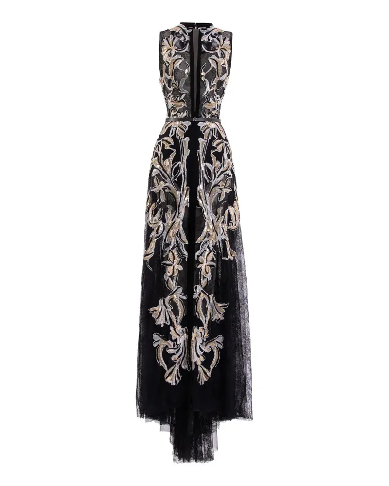 Saiid Kobeisy Besticktes Spitzenkleid - Schwarz Schwarz