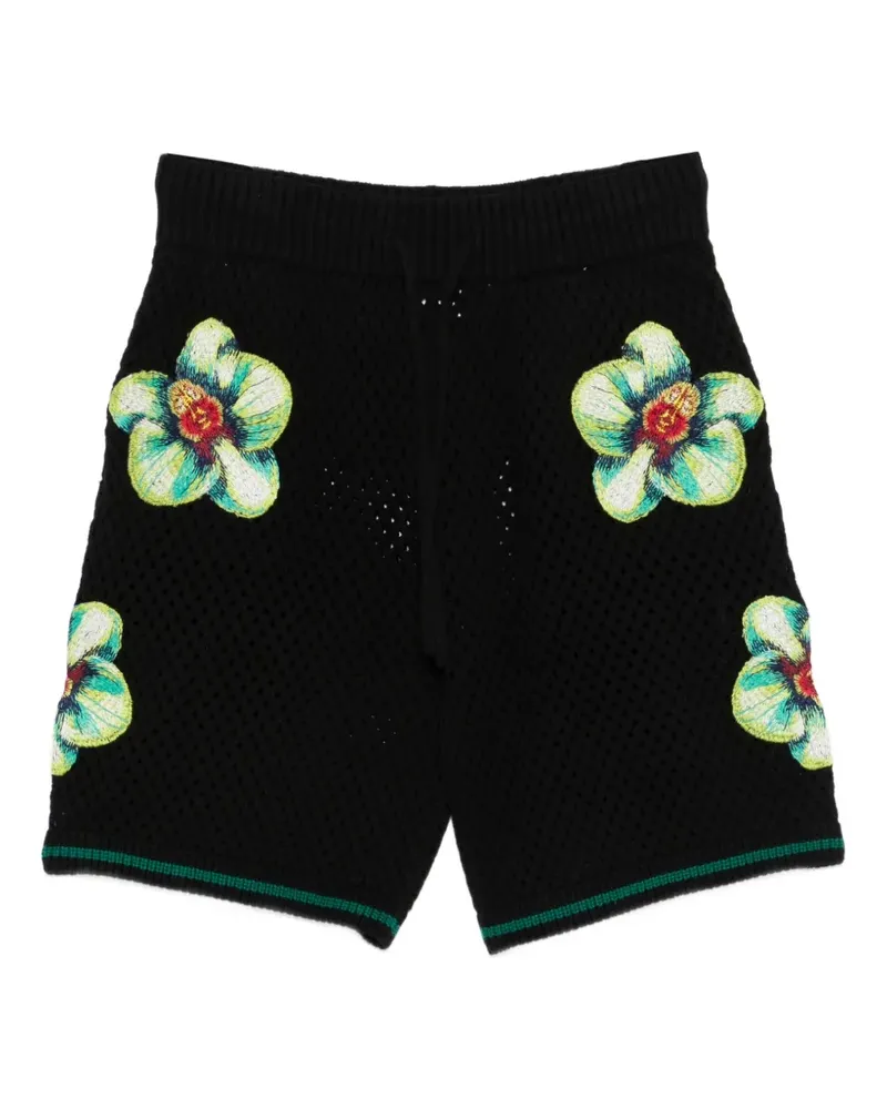 Casablanca Paris Shorts mit Blumendetail - Schwarz Schwarz