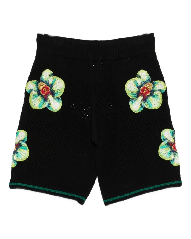 Casablanca Paris floral-detail shorts - Schwarz Schwarz