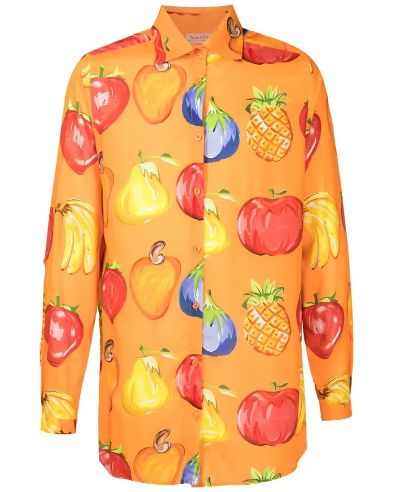 Amir Slama Hemd mit Früchte-Print - Orange Orange