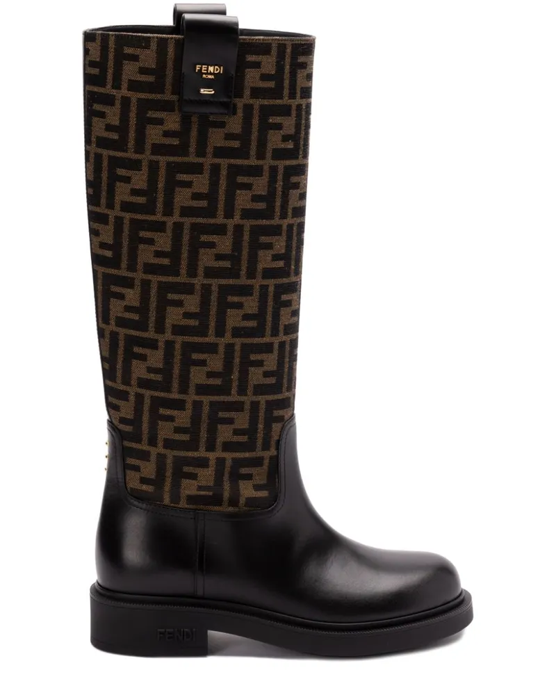 Fendi Stiefel mit FF-Jacquardmuster 35mm - Schwarz Schwarz