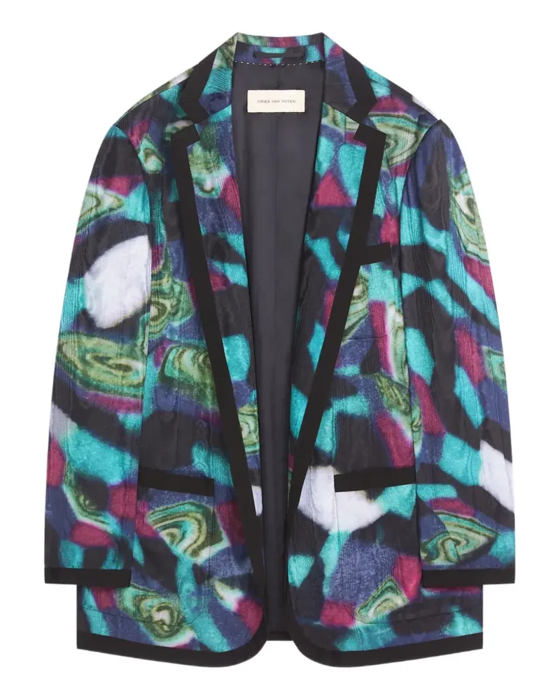 Dries van Noten Moiré-Blazer im Oversized-Look - Blau Blau