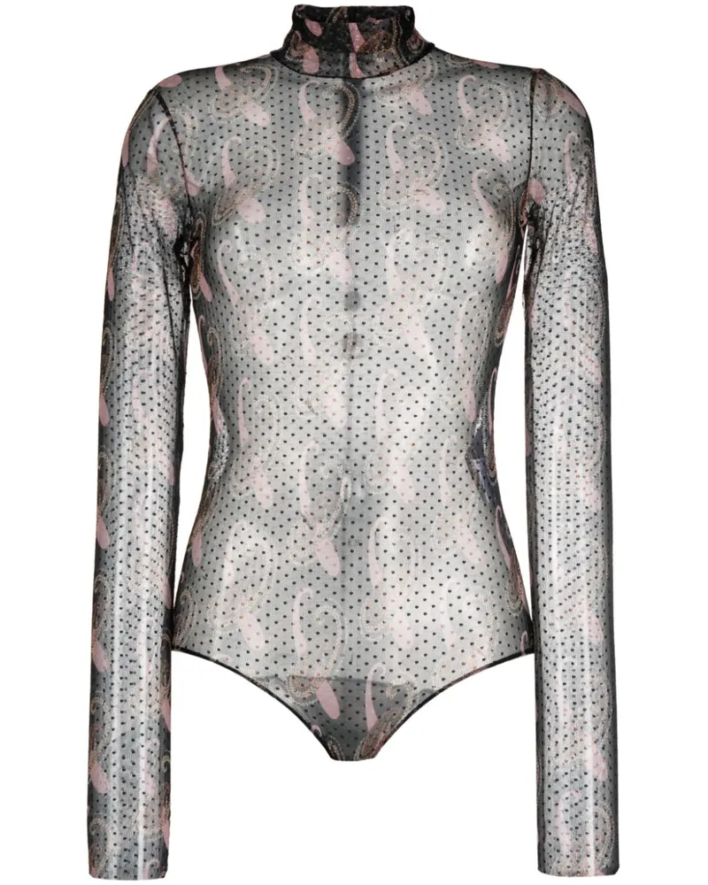 Etro Ärmelloser Body mit Paisley-Print - Schwarz Schwarz