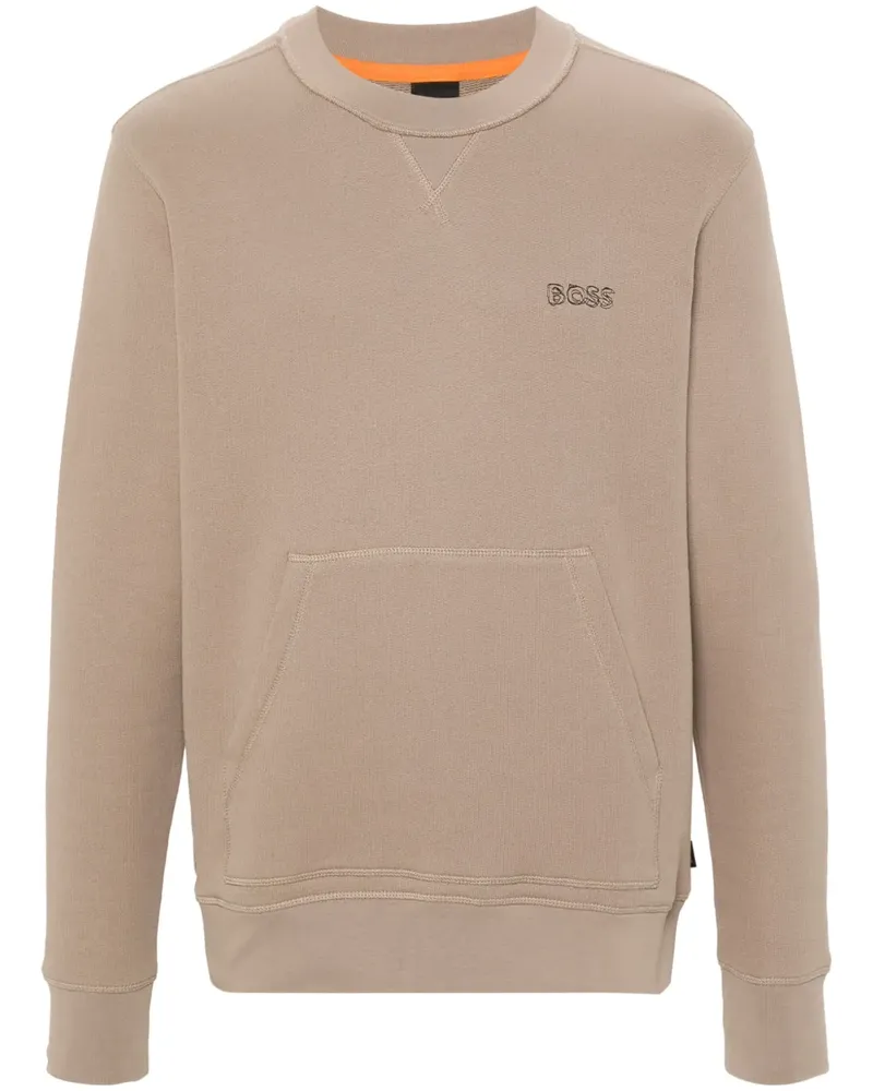 HUGO BOSS Sweatshirt mit Logo-Stickerei - Braun Braun