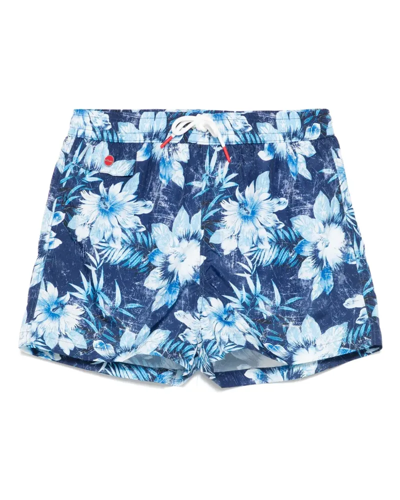 Kiton Badeshorts mit Blumen-Print - Blau Blau