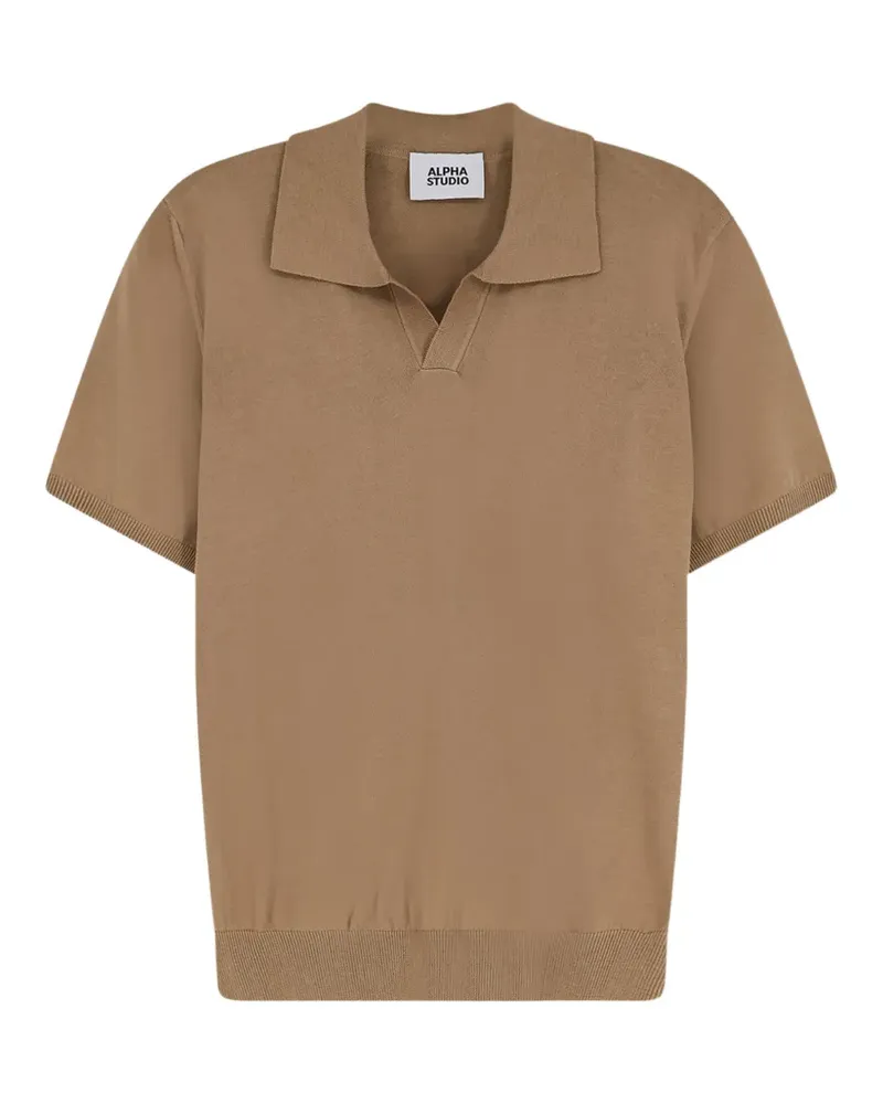 Alpha Studio T-Shirt mit Poloshirtkragen - Nude Nude