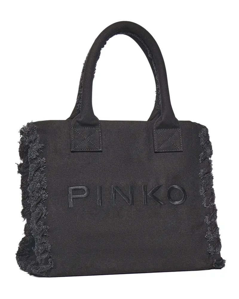 Pinko medium Love frayed-edge logo-embroidered tote bag - Braun Braun