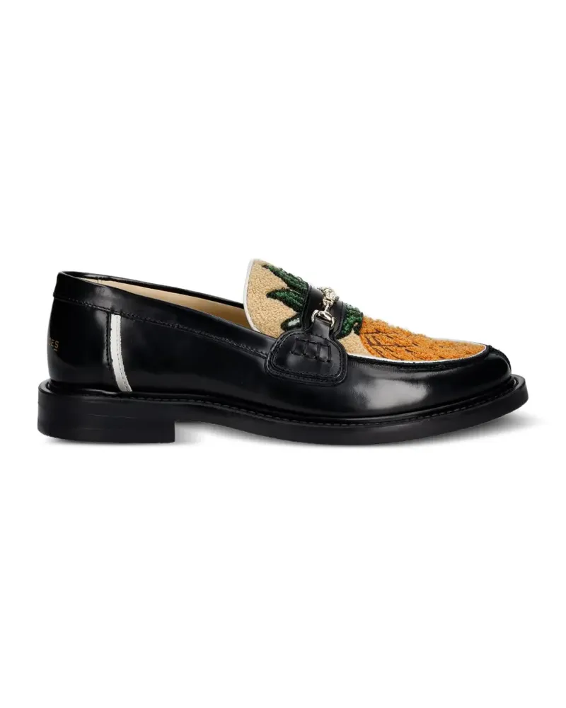 Filling Pieces Loafer mit Ananas-Patch und Trensenriemen - Schwarz Schwarz