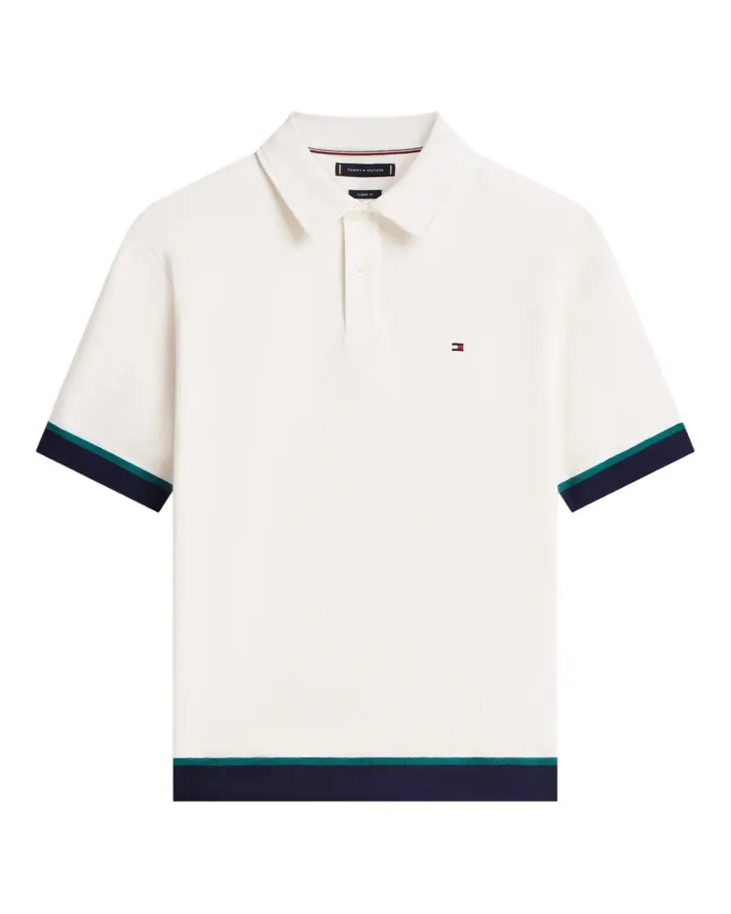 Tommy Hilfiger embroidered-logo striped-trim polo shirt - Weiß Weiß