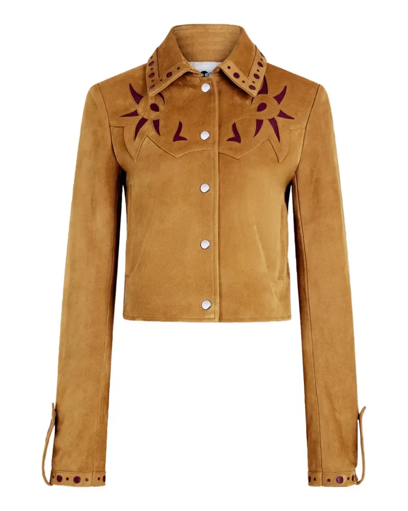 Paco Rabanne Wildlederjacke mit grafischem Detail - Nude Nude