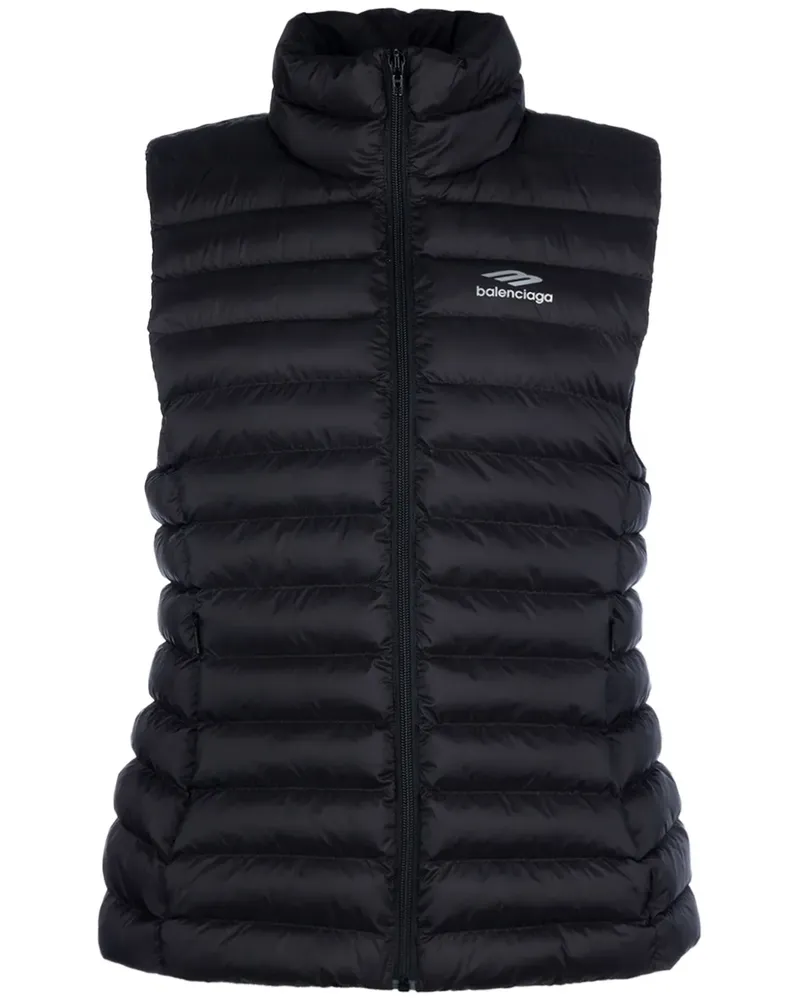 Balenciaga Wattierte Weste mit Logo-Print - Schwarz Schwarz
