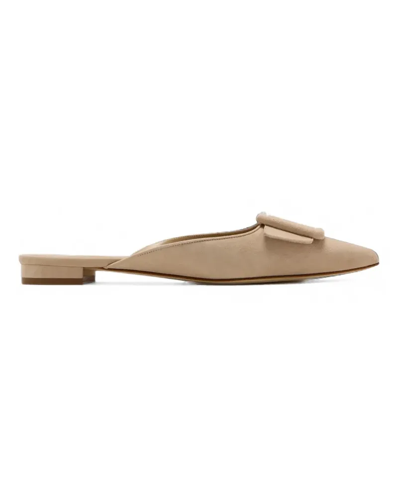 Manolo Blahnik Maysale suede mules - Nude Nude