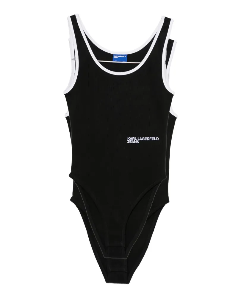 Karl Lagerfeld ribbed-knit logo-print bodysuit - Schwarz Schwarz