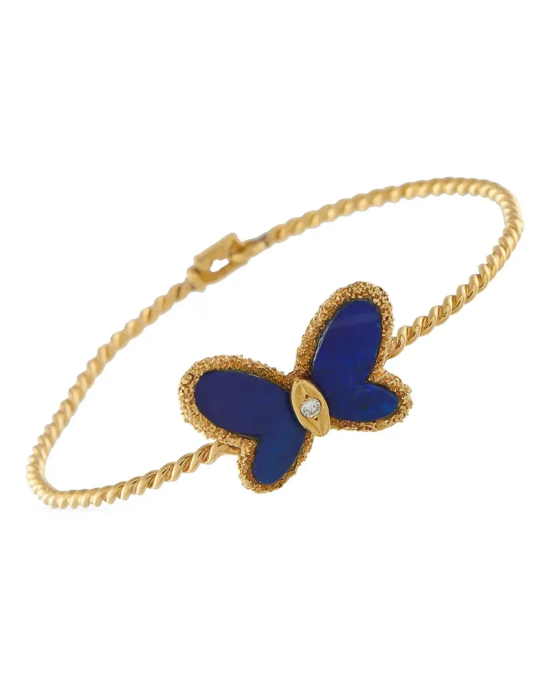 Van Cleef & Arpels 18K yellow gold butterfly-detail diamond and lapis lazuli bracelet Gold