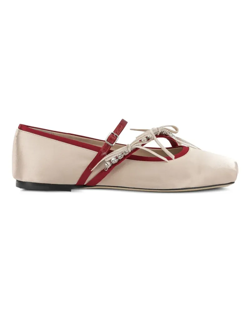 Jimmy Choo Loli crystal-embellished ballet flats - Nude Nude