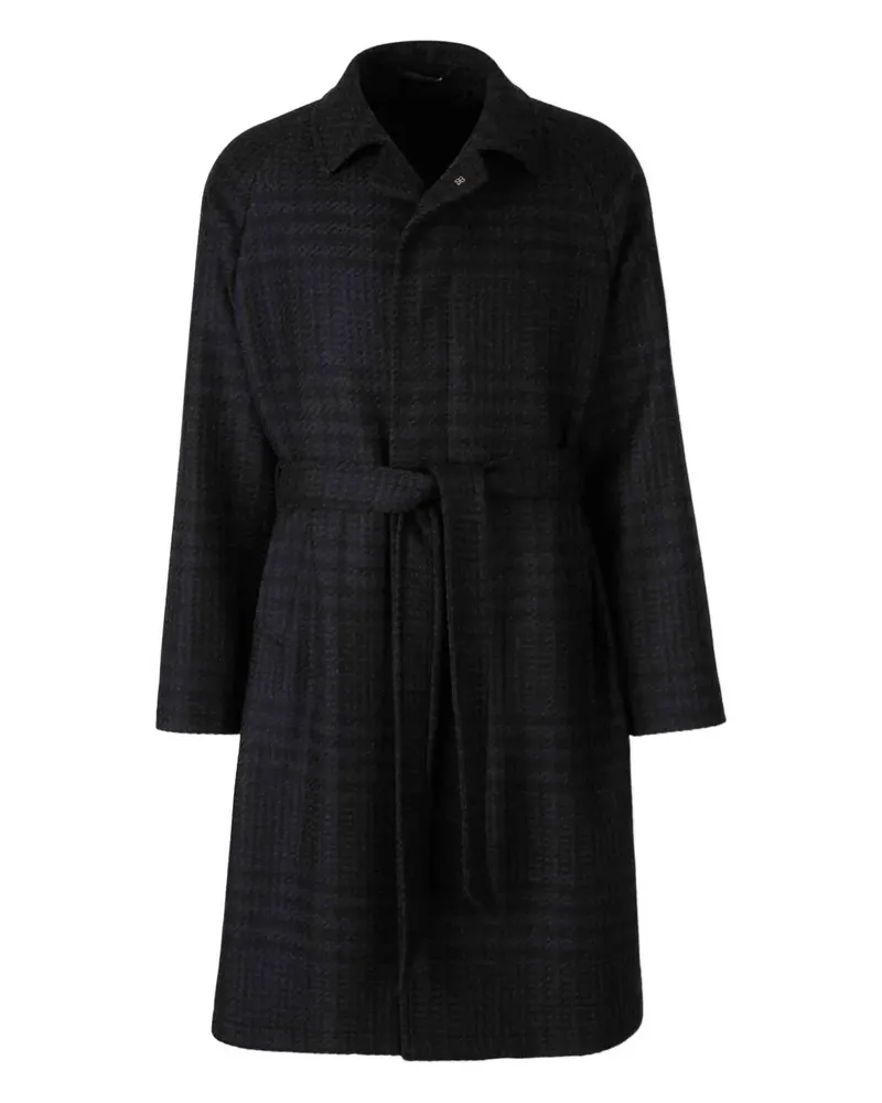 Tagliatore check-pattern belted coat - Schwarz Schwarz