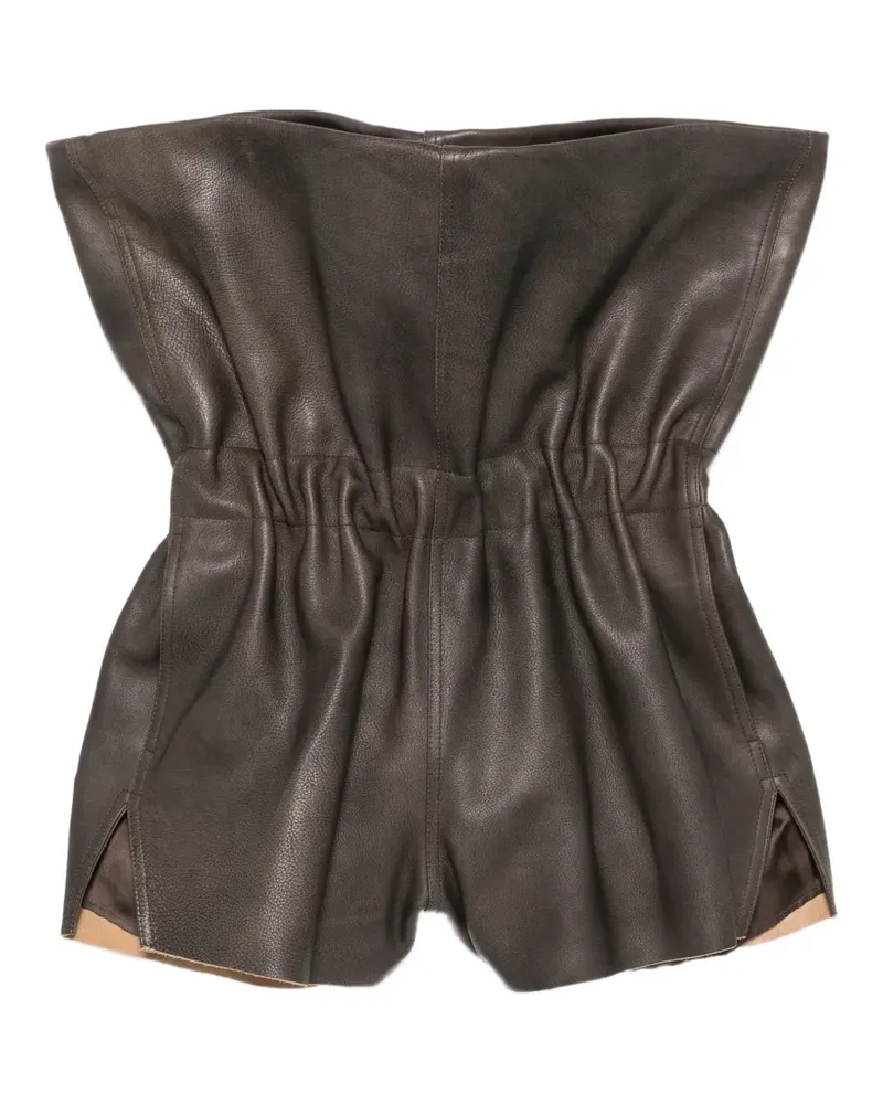 Rick Owens Crater Ledershorts mit Umschlag - Grau Grau