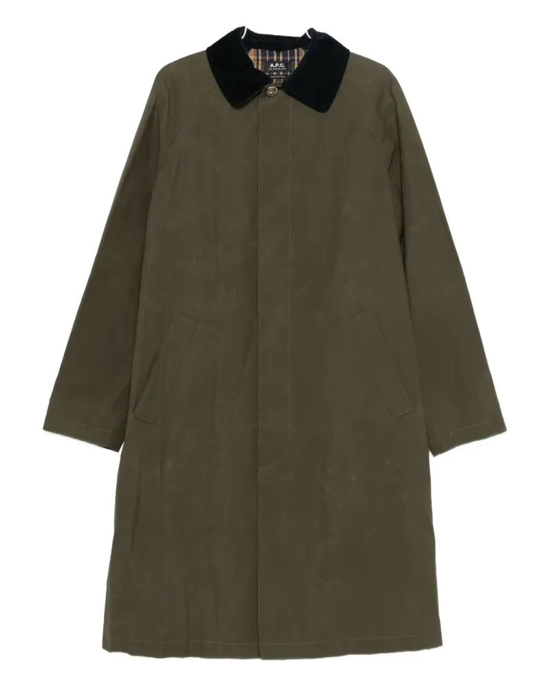 A.P.C. Gaspard corduroy-collar coat - Grün Grün