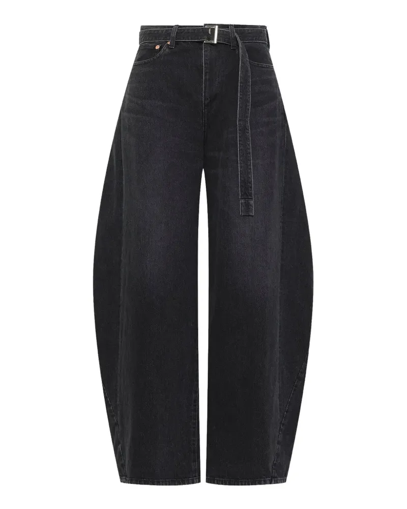 Sacai belted barrel jeans - Schwarz Schwarz