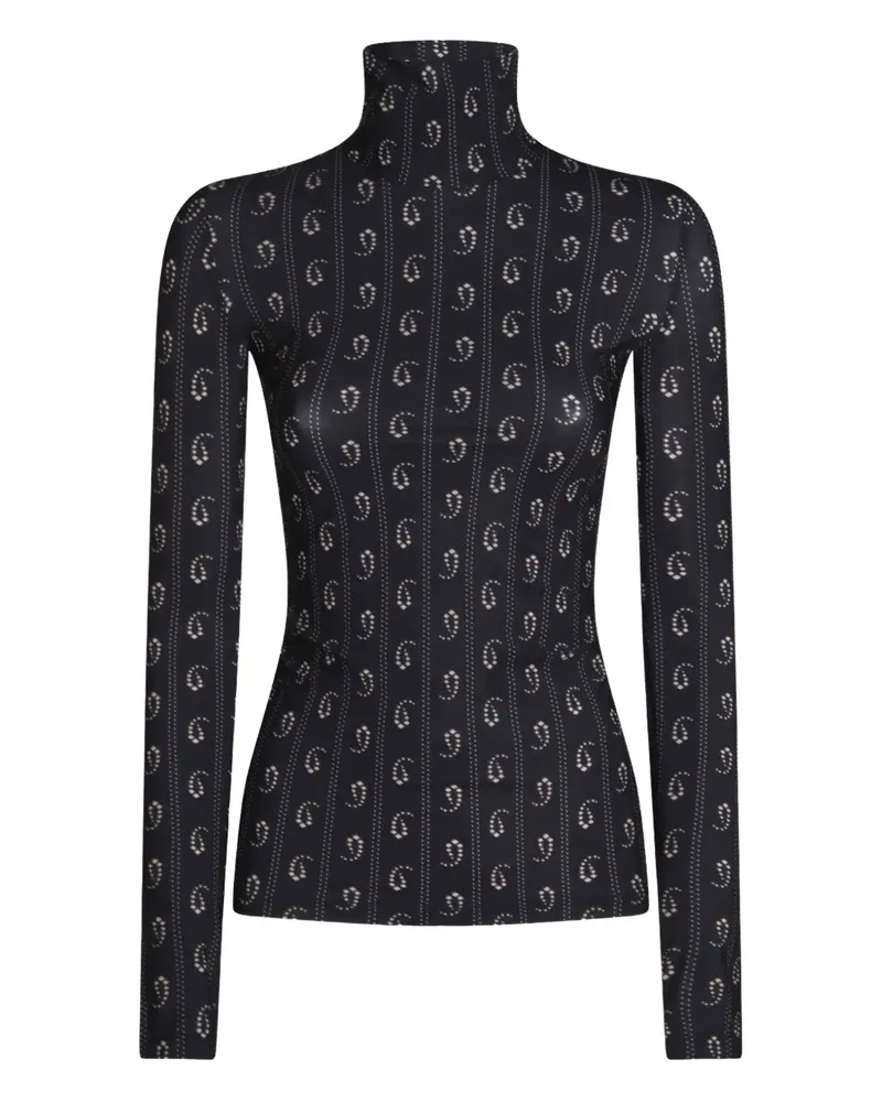 Tory Burch geometric-print turtleneck top - Blau Blau