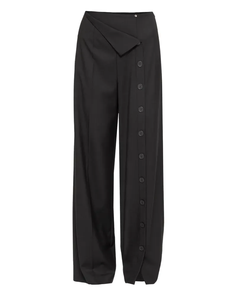 NISSA button-detail trousers - Schwarz Schwarz