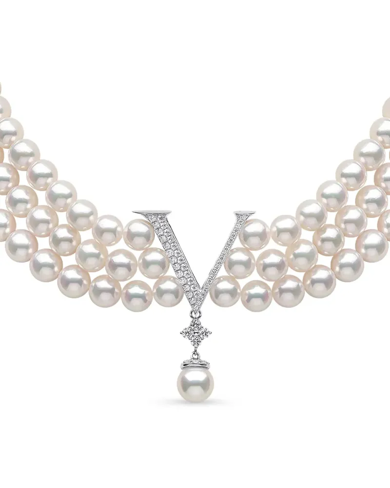 YOKO London 18K white gold akoya pearl and diamond necklace - Silber Silber