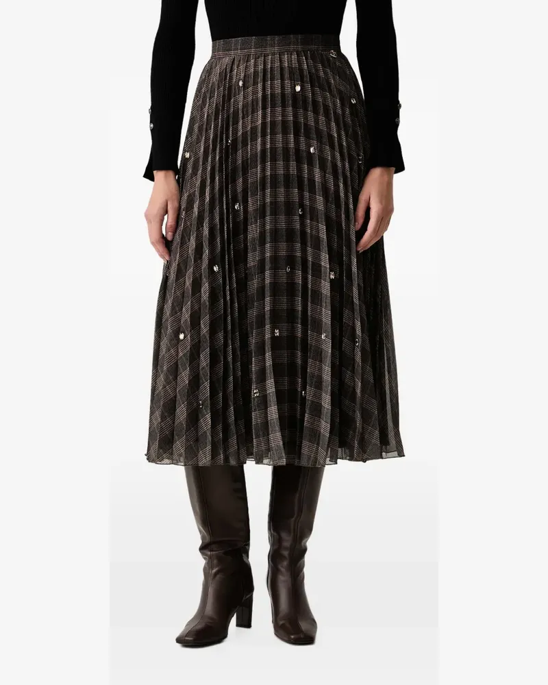 Fracomina check-pattern pleated midi skirt - Braun Braun