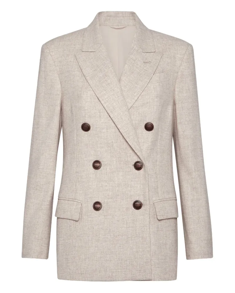 Brunello Cucinelli Twill-Blazer aus Flanell - Nude Nude