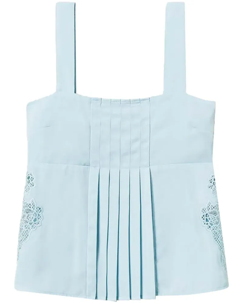 Twin-Set Besticktes Twill-Oberteil mit Falten - Blau Blau