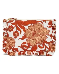 La DoubleJ Gerüschte Clutch mit Blumen-Print Rot