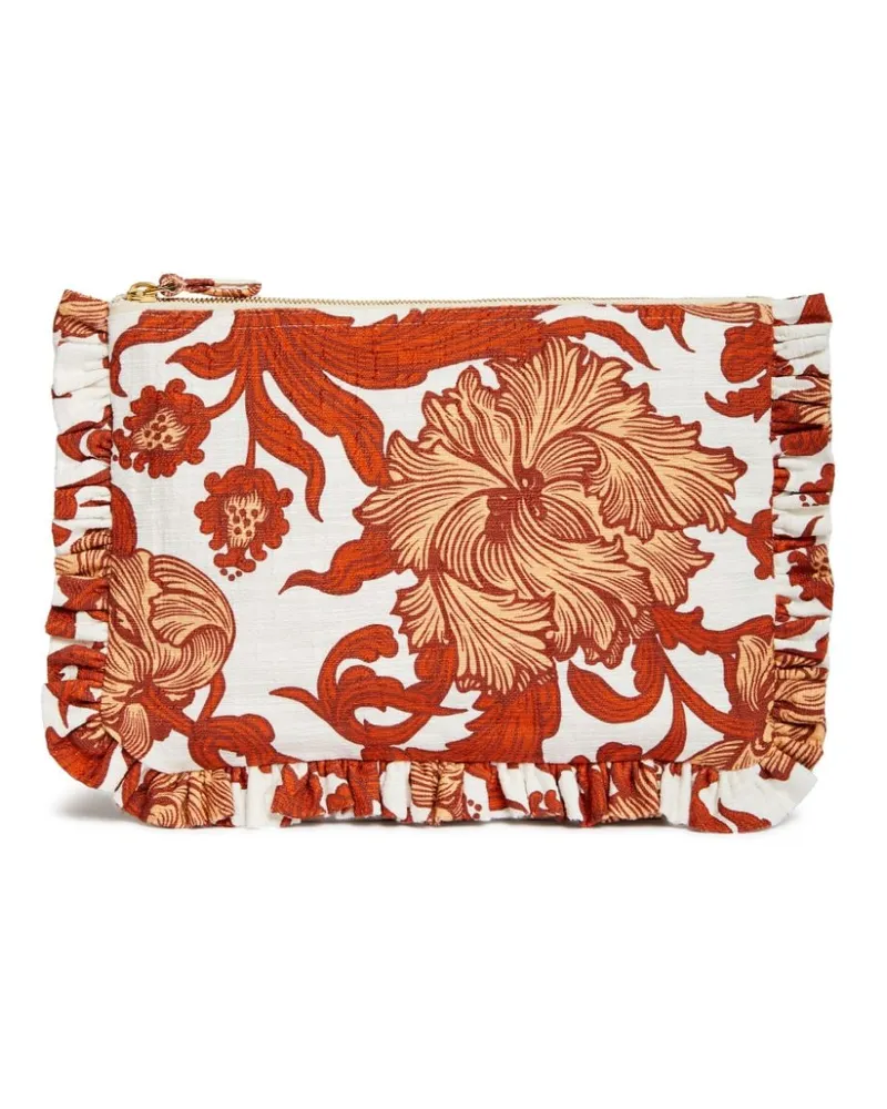 La DoubleJ Gerüschte Clutch mit Blumen-Print - Rot Rot