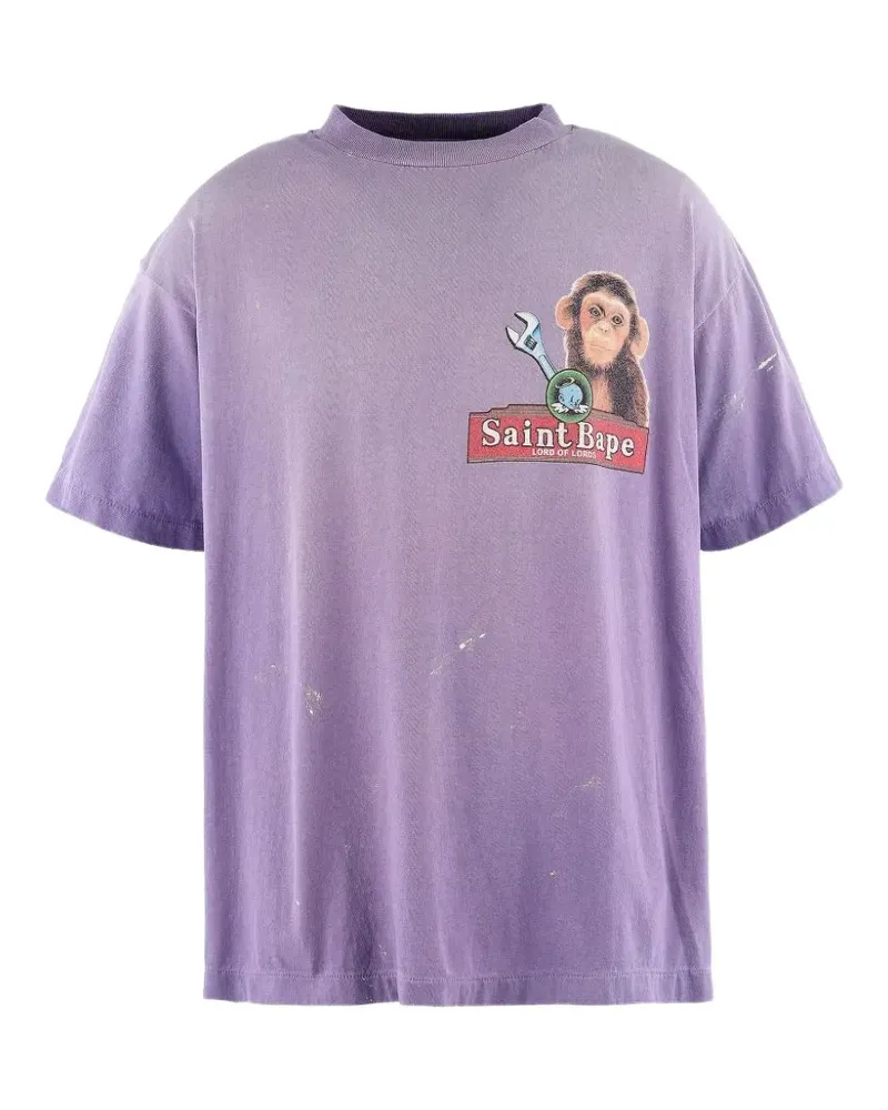 SAINT MXXXXXX x BAPE T-Shirt mit grafischem Print - Violett Violett