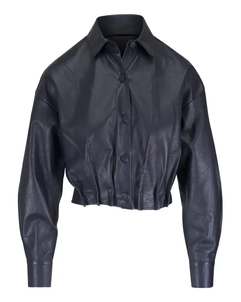 ODEEH pleated leather jacket - Blau Blau