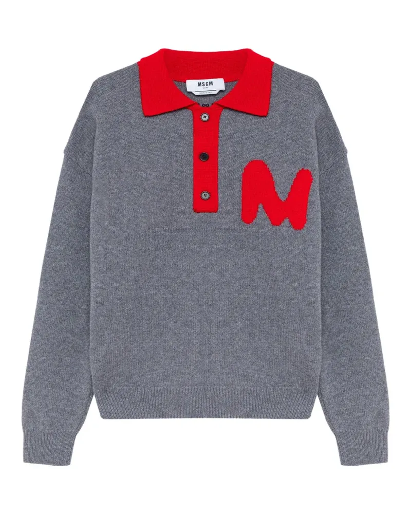 MSGM Hemd mit Logo-Patch - Grau Grau