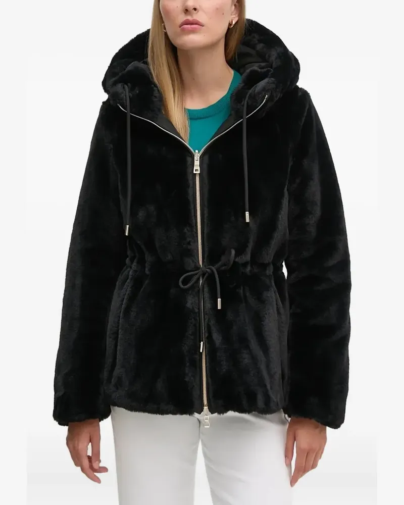 Geox Kapuzenjacke aus Faux Fur - Schwarz Schwarz