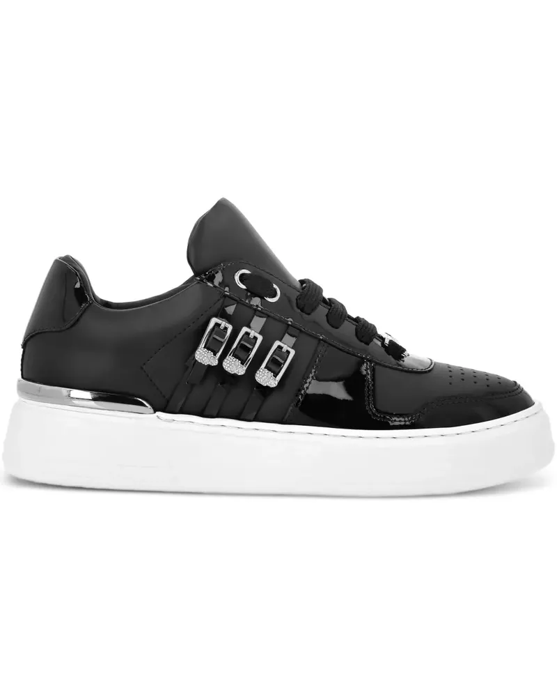 Philipp Plein Sneakers aus Lackleder mit Schnallendetail - Schwarz Schwarz