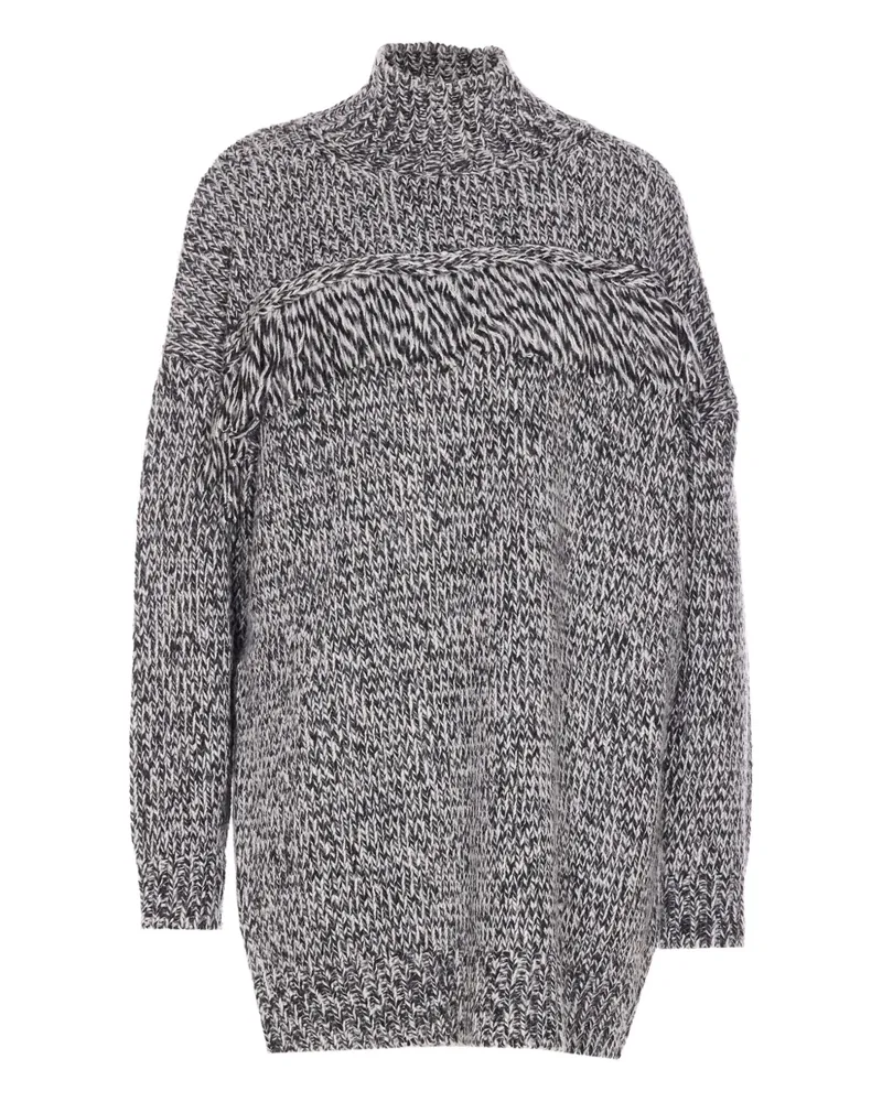 Essentiel Stehkragen-Pullover mit Fransen - Schwarz Schwarz