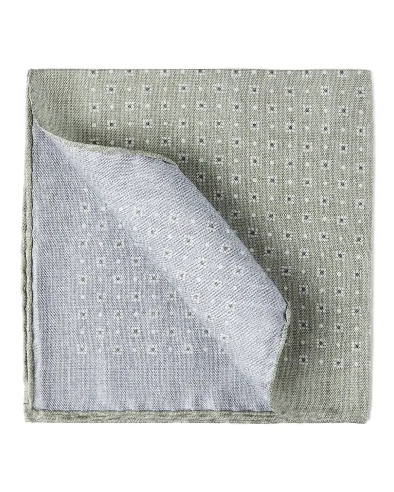 Brunello Cucinelli geometric-print silk pocket square - Grün Grün