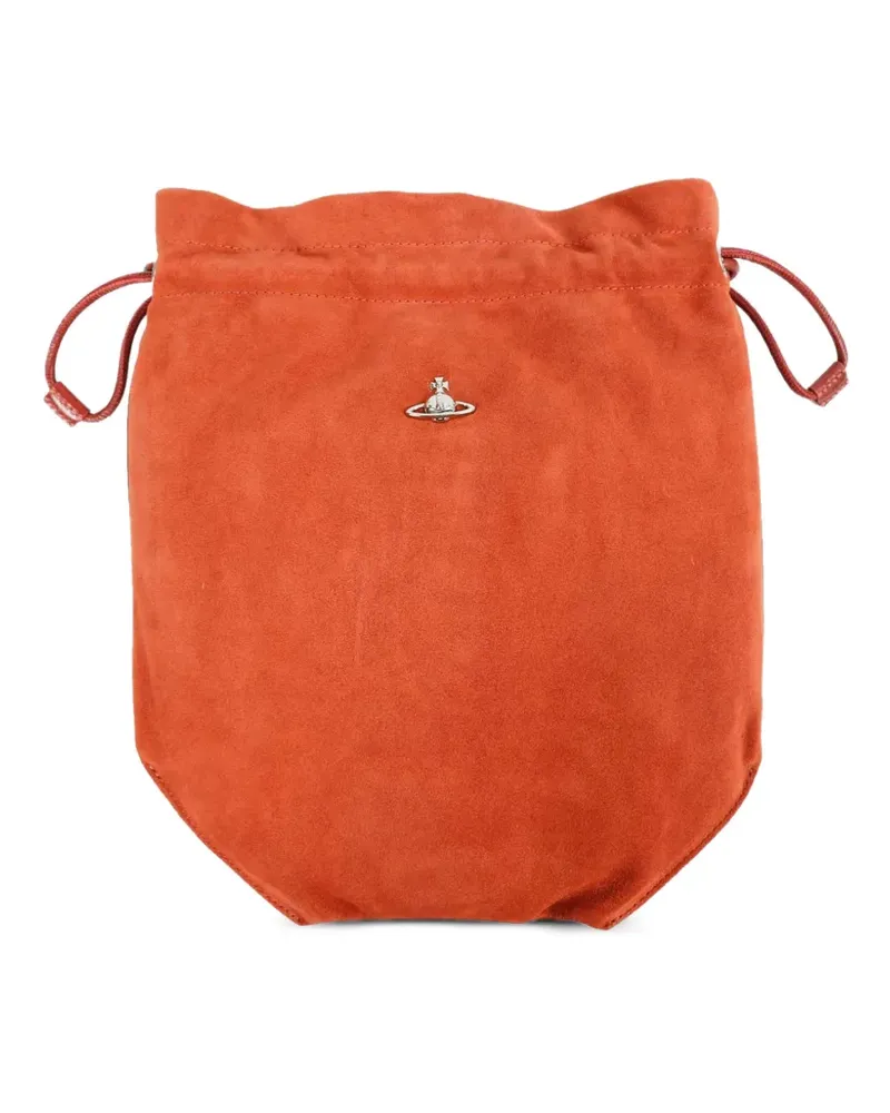 Vivienne Westwood Clutch aus Wildleder mit Kordelzug - Orange Orange