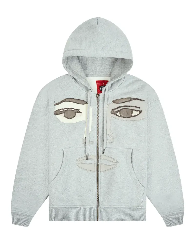 KidSuper Face-patch zip-up hoodie - Grau Grau