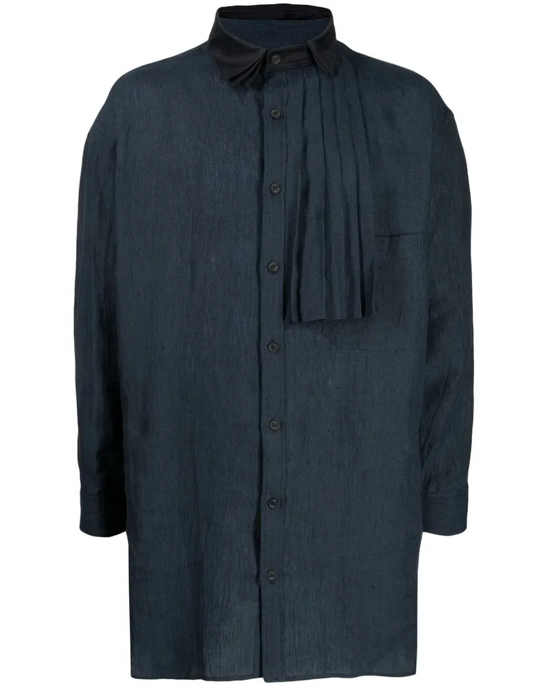 Yohji Yamamoto Hemd mit Faltendetail Blau